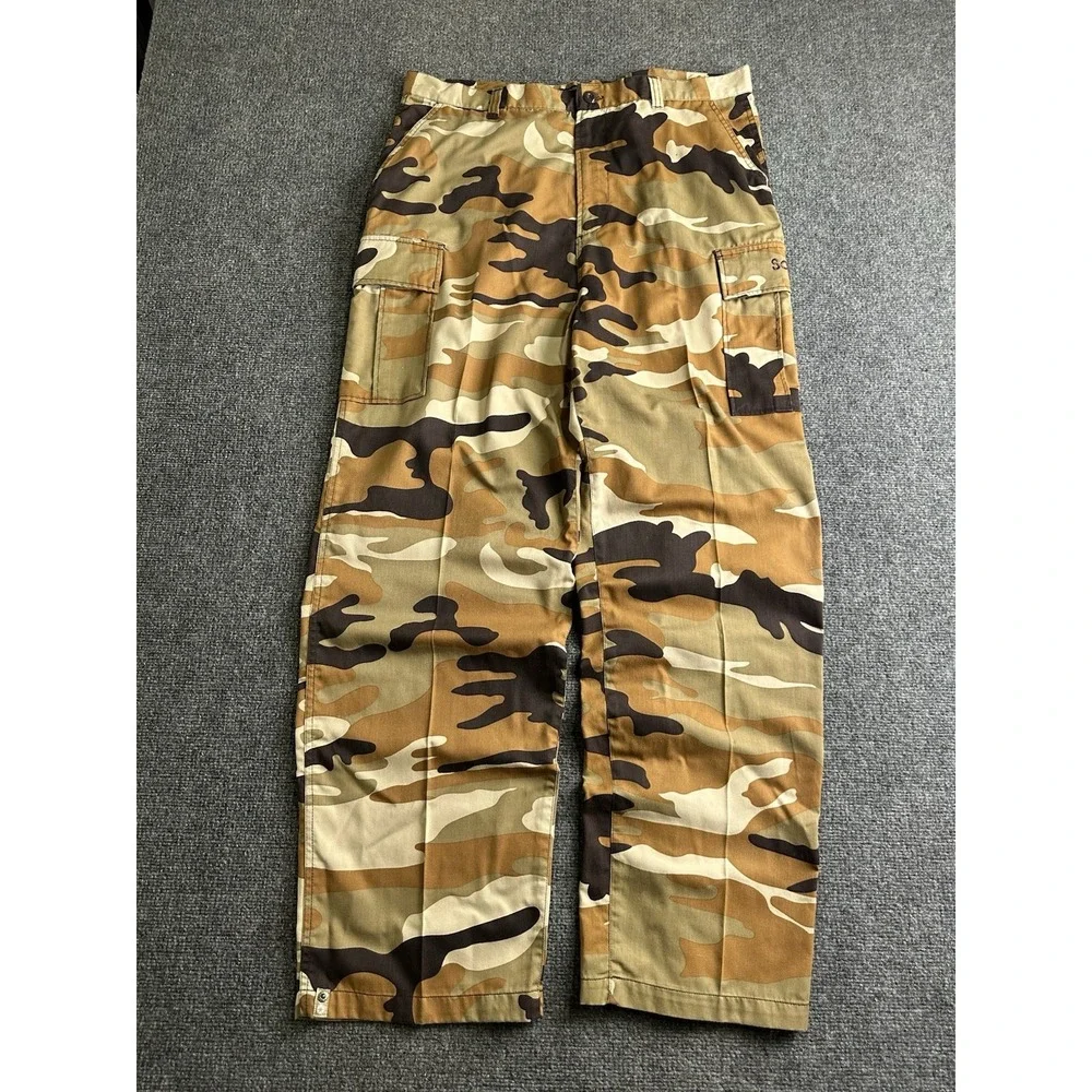 Mens Southpole Camo Cargo Pants Baggy Military Style Brown, Size 40
